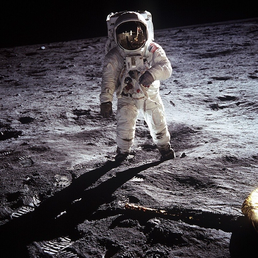 Buzz Aldrin na Měsíci (20. 7. 1969)
